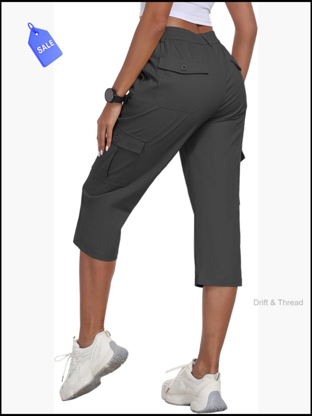 Women's Cargo Capris with 6 Pockets Lightweight Cotton Hiking Capri Pants